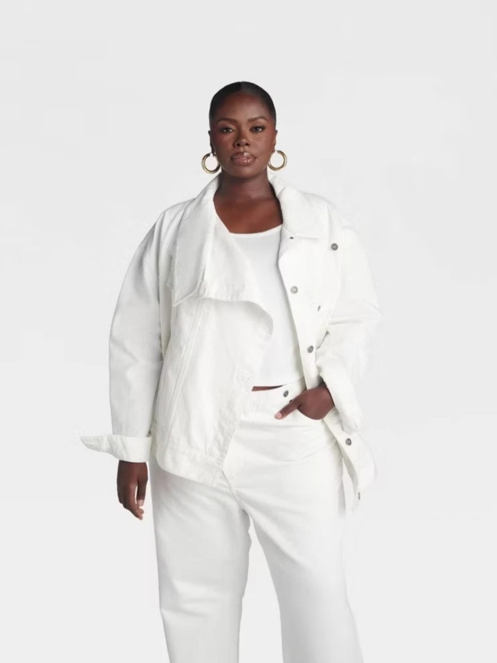 KBB by KAHLANA NWT White Women's Asymmetrical Denim Jacket 3X